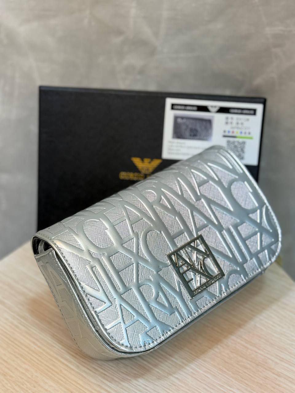 Armani Exchange Silver Crossbody Bag – A|X Logo Design